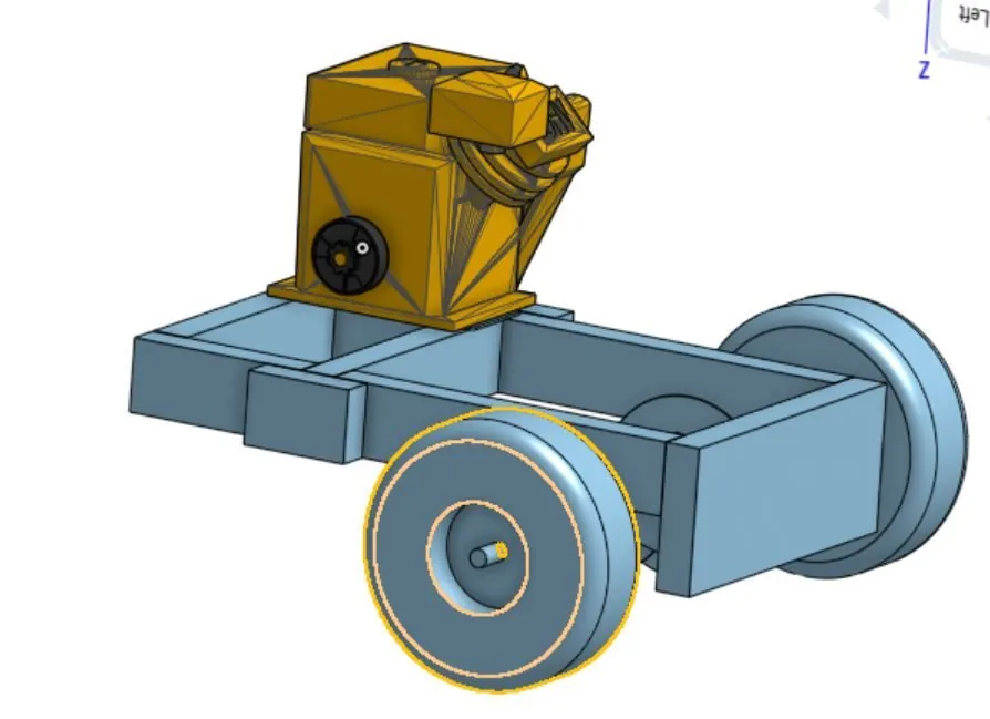 CAD model of the rear module with engine and wheels